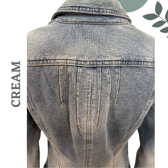 Cream Knit Denim Jacket Blue – Size Extra Small XS - Picture 4 of 7